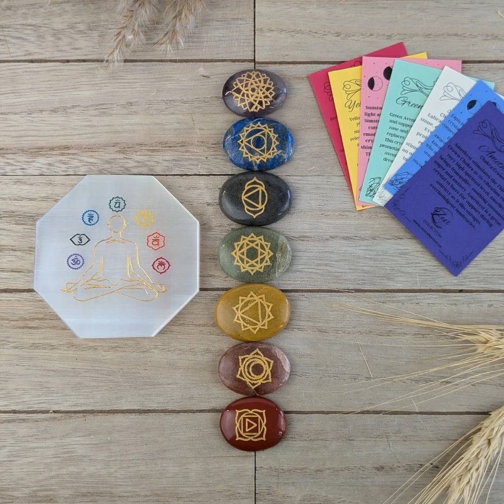 Our Handmade Chakra Worry Stone Set will balance and cleanse your entire chakra system. Hurry, this is the only set available 