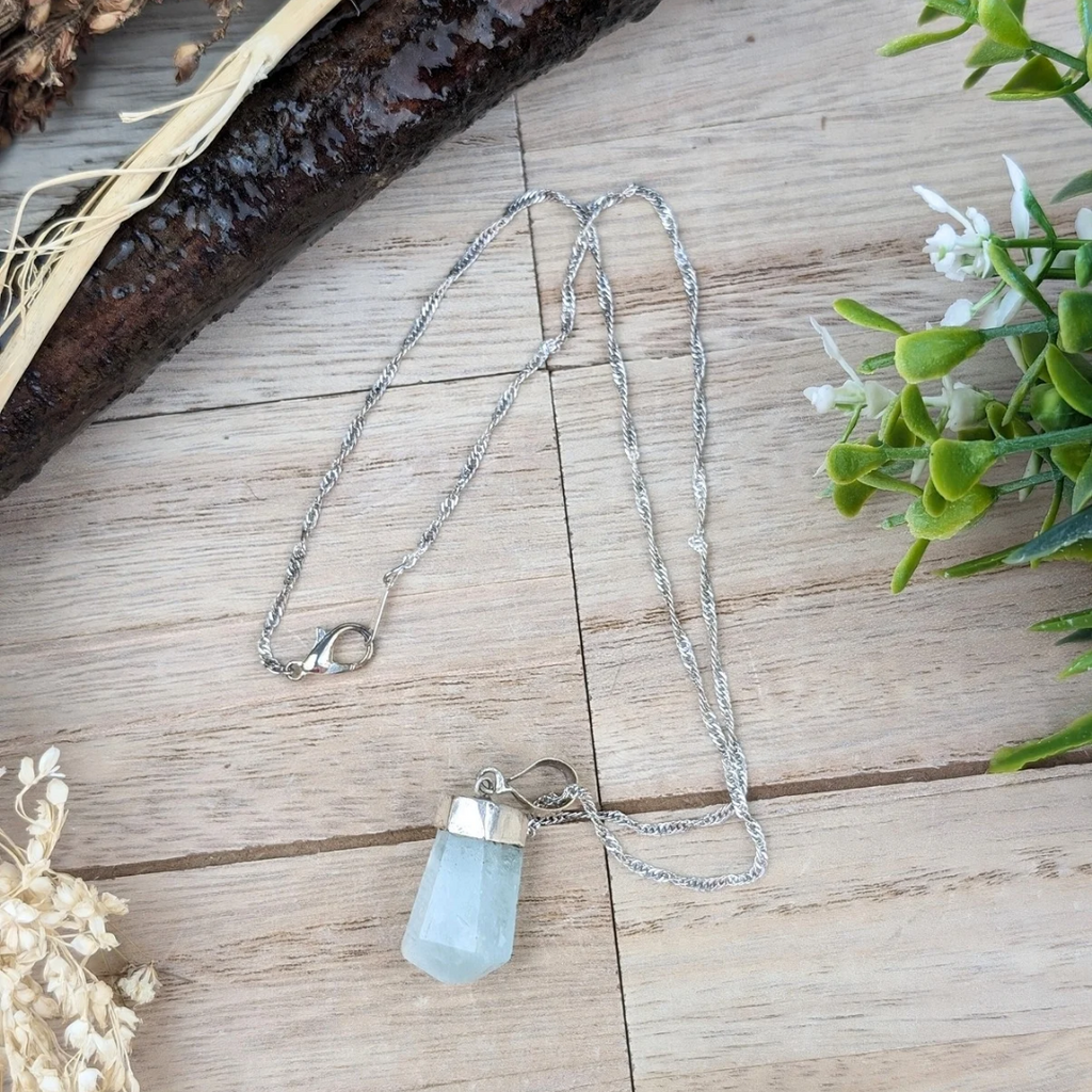 Aquamarine Crystal Pendant Necklace