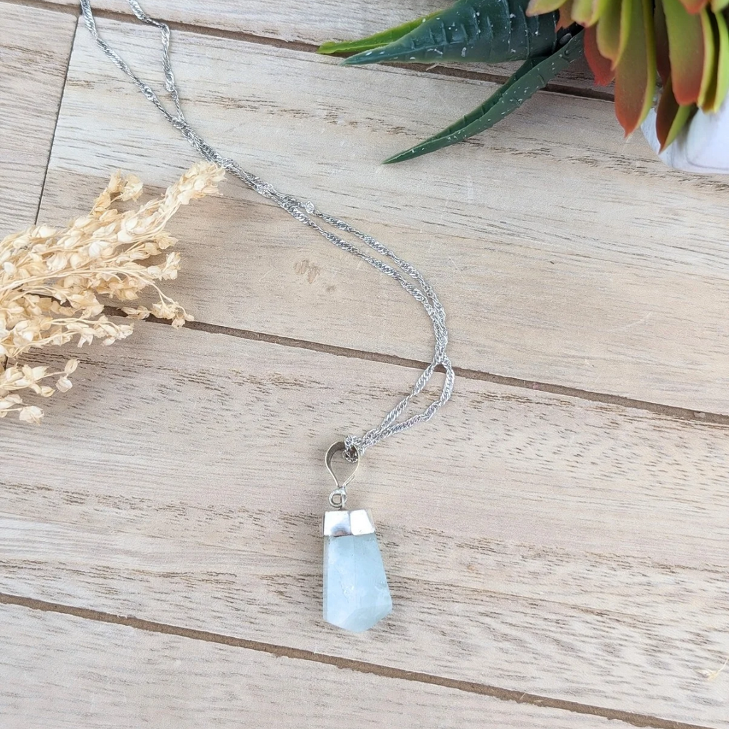 Aquamarine Crystal Pendant Necklace