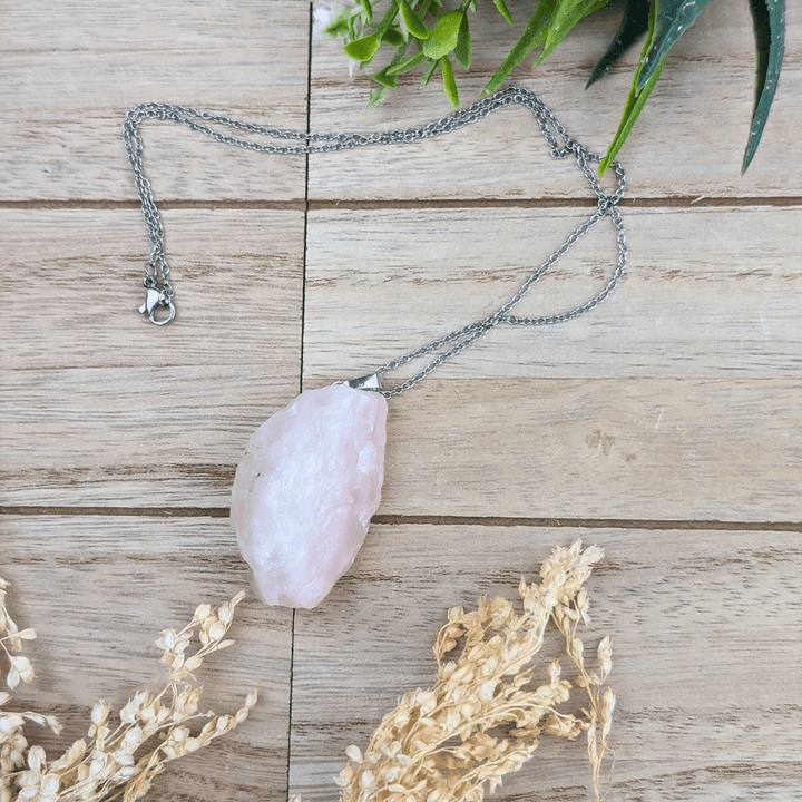 Raw Rose Quartz Necklace 