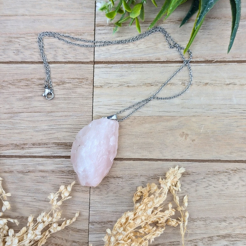 Raw Rose Quartz Necklace 