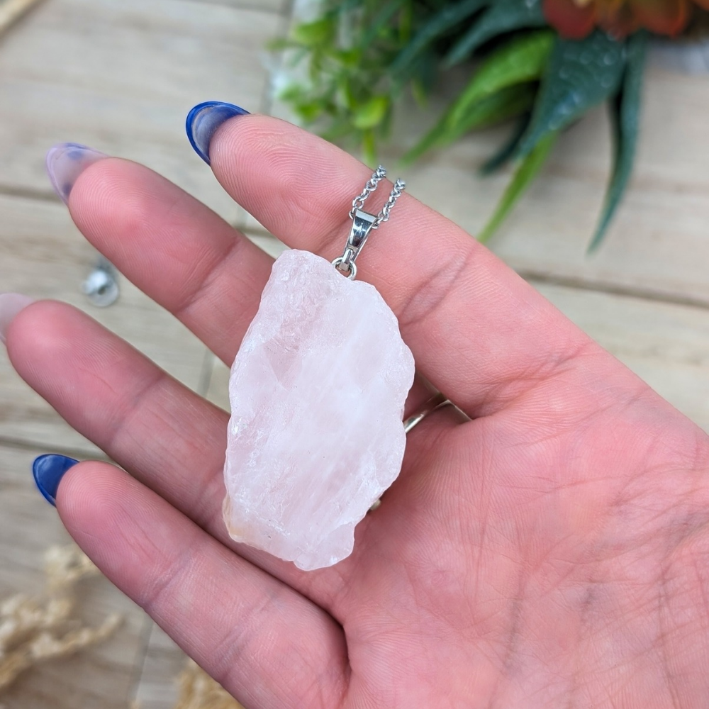 Raw Rose Quartz Necklace 