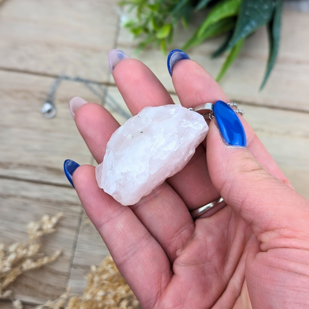 Raw Rose Quartz Necklace 