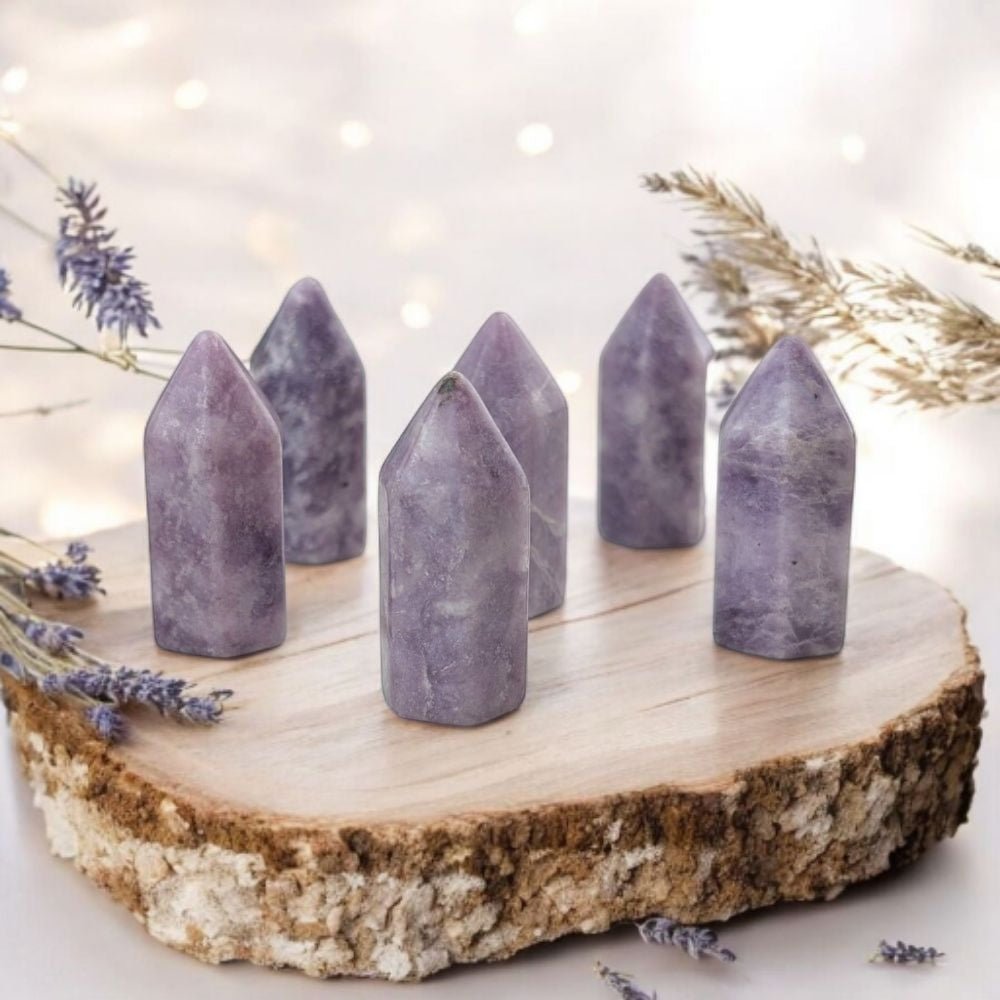 Baby Lepidolite Crystal Point for Stress Relief