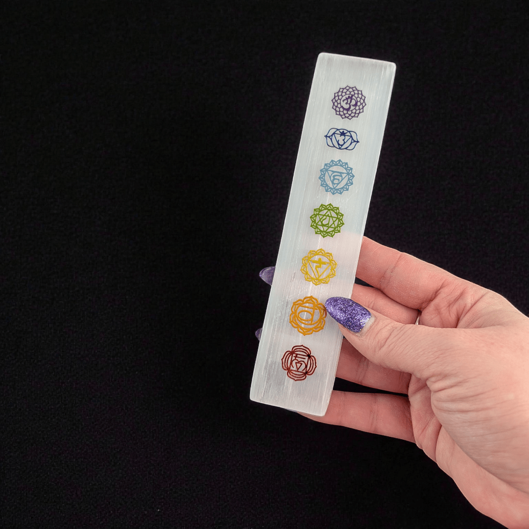 Petite plaque chakra en sélénite