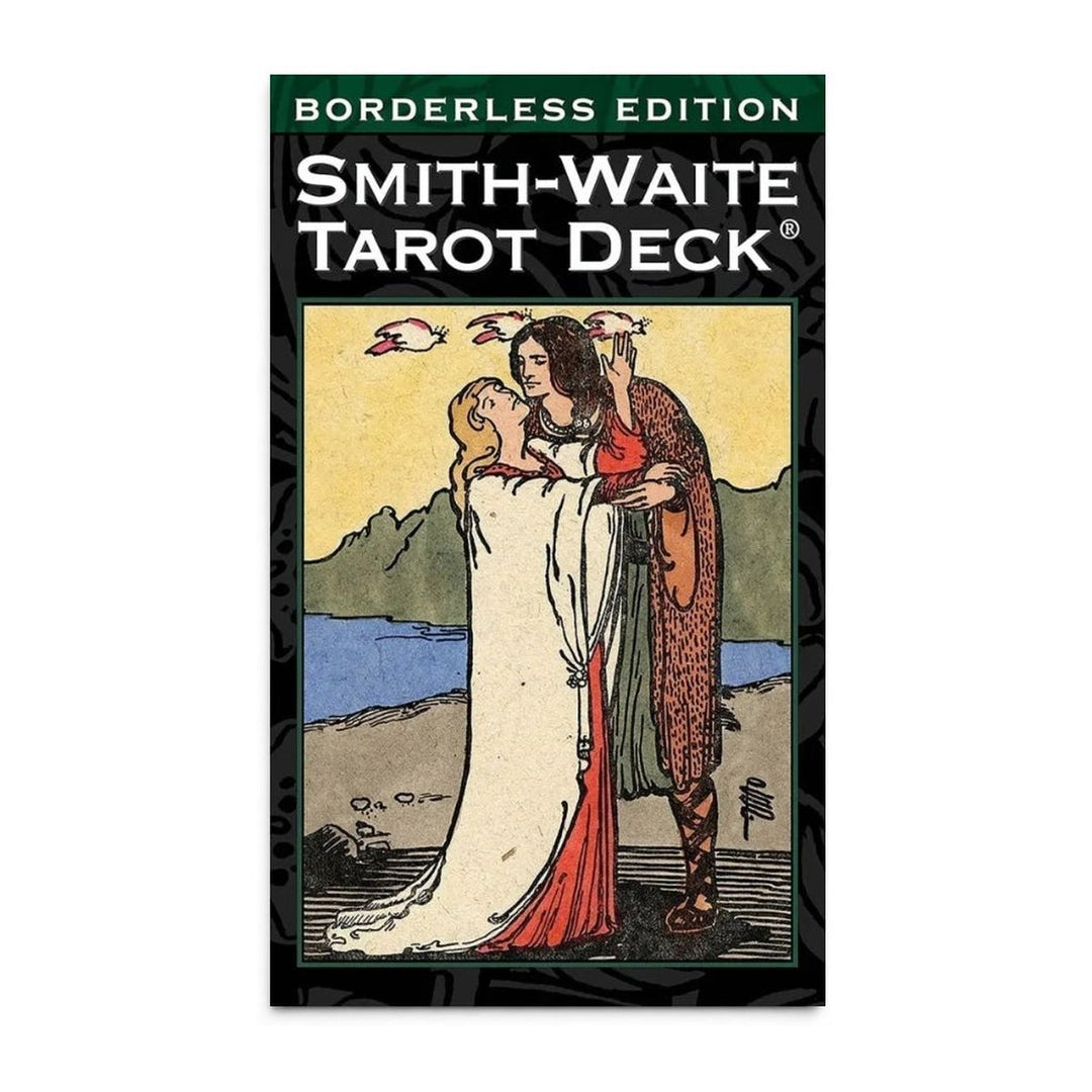 Smith-Waite Tarot Deck Borderless box front, showing two figures embracing