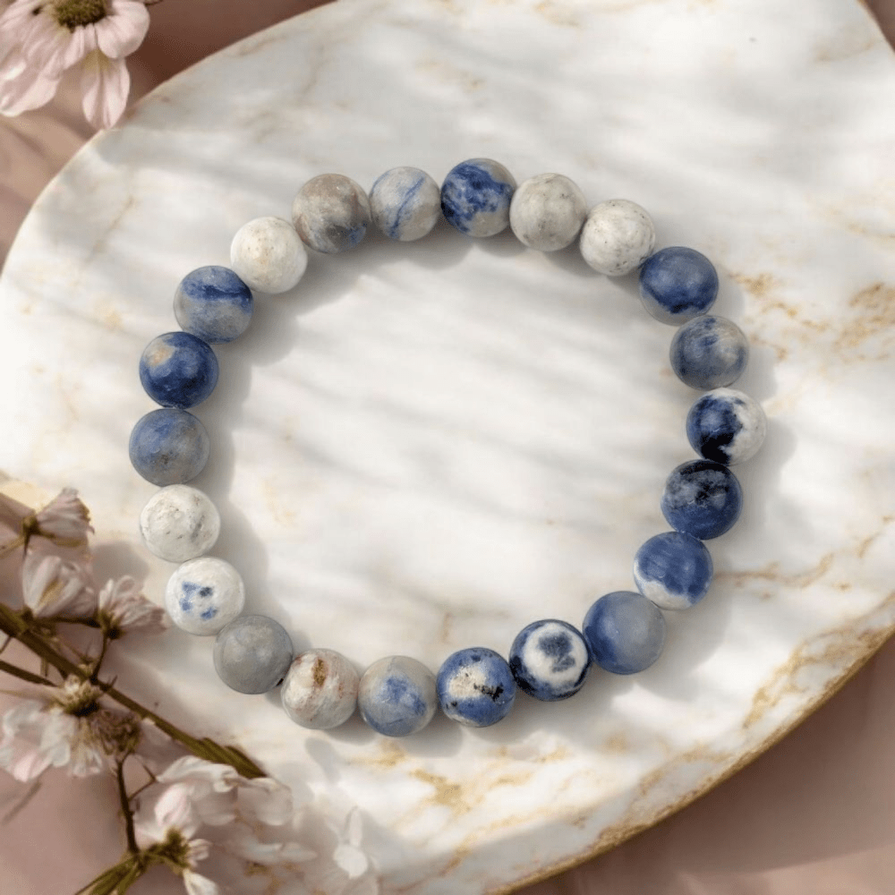 Natural Sodalite Beaded Bracelet for Communication