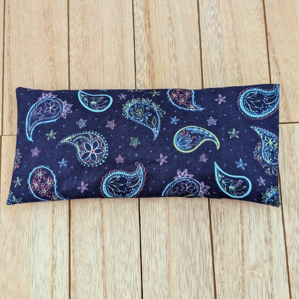 Eye pillow with starlight paisley design for relaxation. Makes a perfect gift