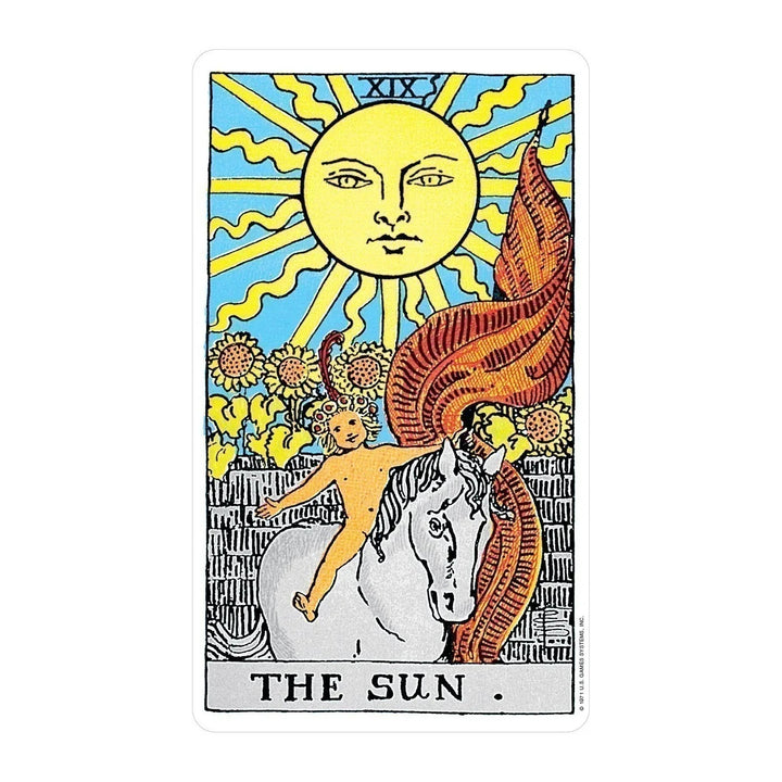 The Sun card from The 100% Plastic Rider Tarot Deck