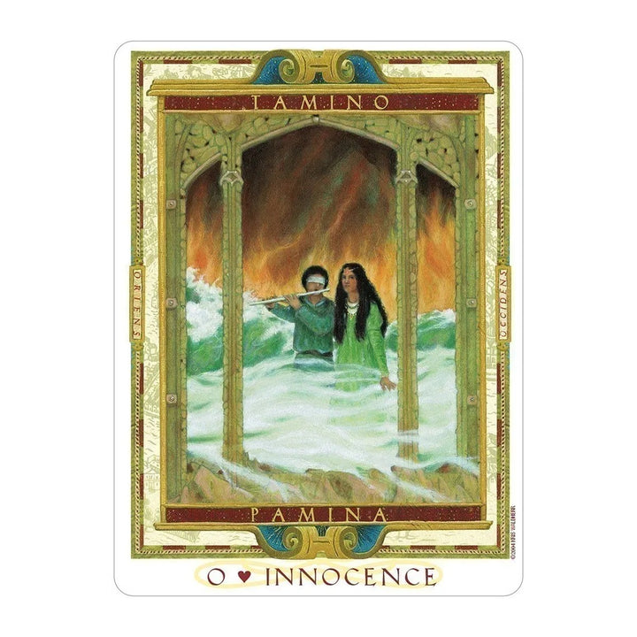 Innocence card from The Lover’s Path Tarot, showing Tamino and Pamina