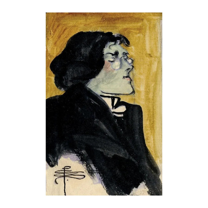 Postcard of a figure in a black coat, from The Pamela Colman Smith Commemorative Set