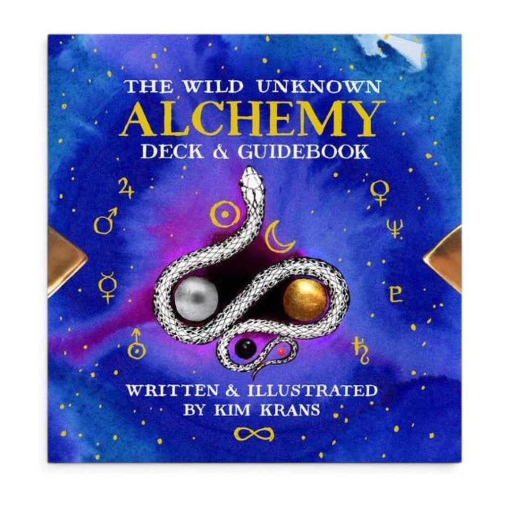 The Wild Unknown Alchemy deck cover art, with a snake circling the sun and moon