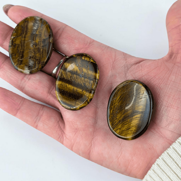 Tigers eye worry crystals for root chakra and solar plexus available at Zen Collection Metaphysical Store Canada