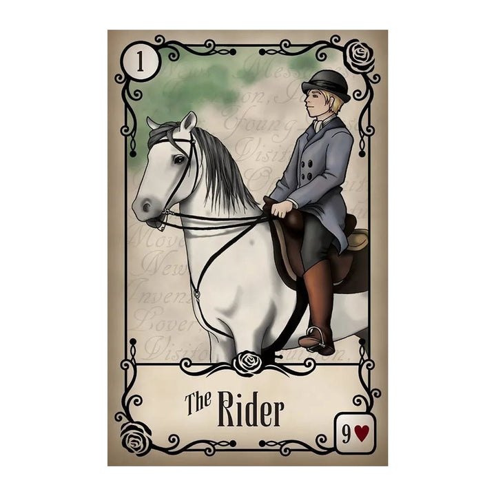 The Rider card (1) from the Under the Roses Lenormand