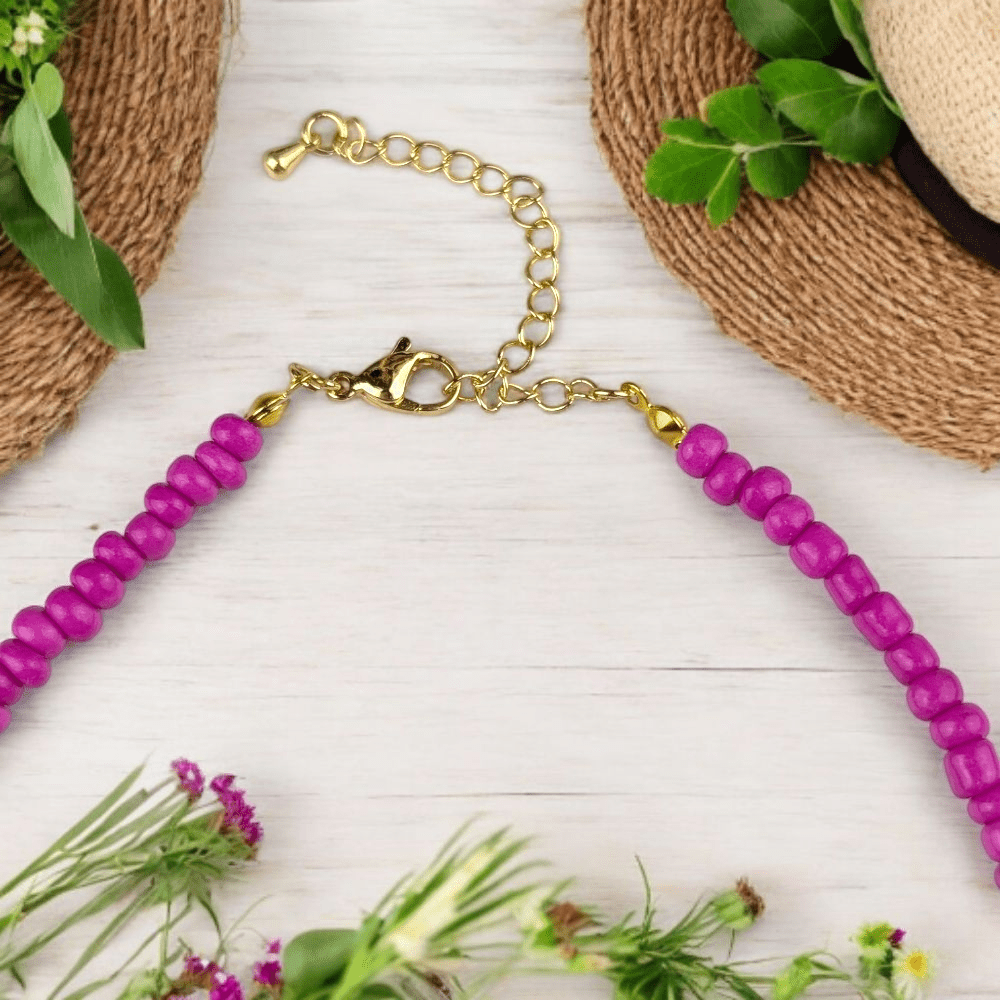 stretchy beaded anklets set pink