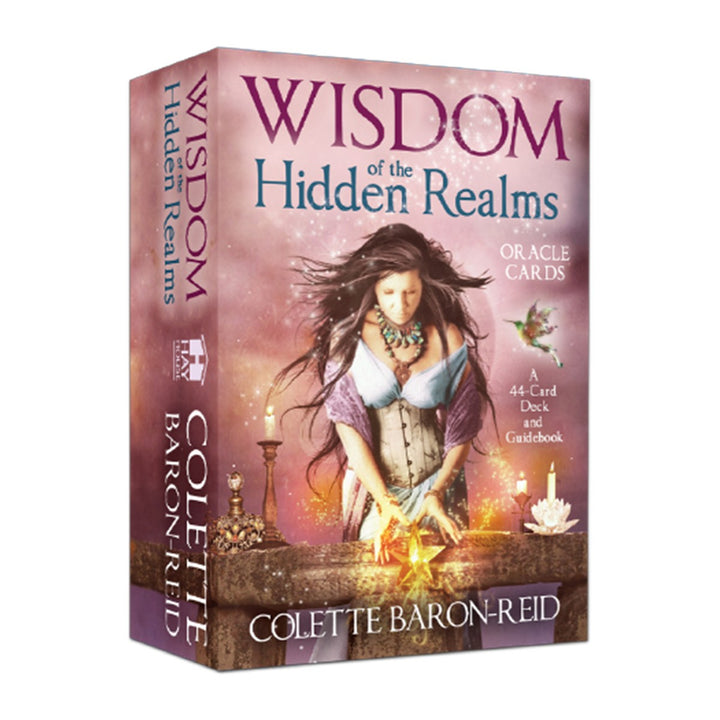 Wisdom of the Hidden Realms Oracle Cards box standing, by Colette Baron-Reid