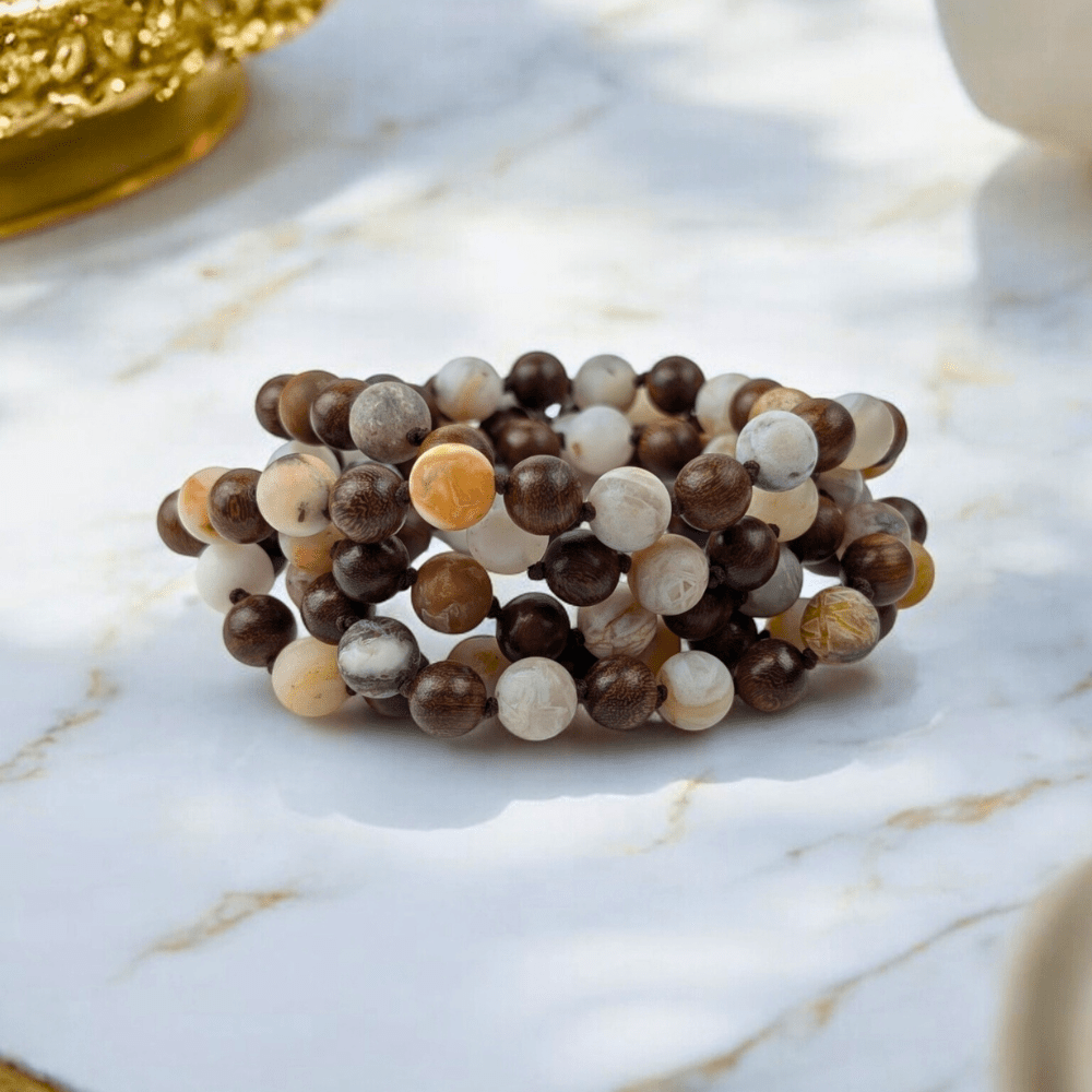 Wrap-around mala bracelet for mindfulness