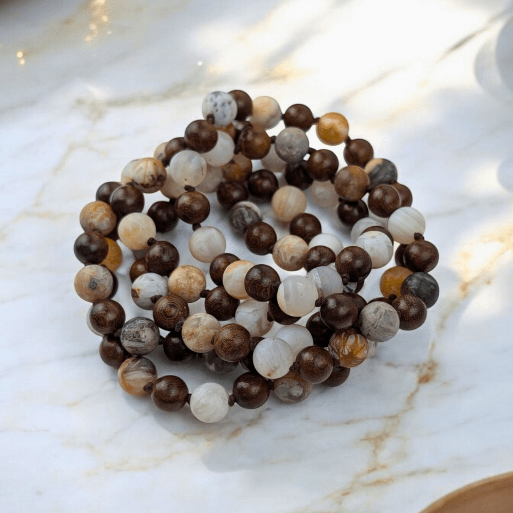 Natural Agate mala necklace for spiritual practice
