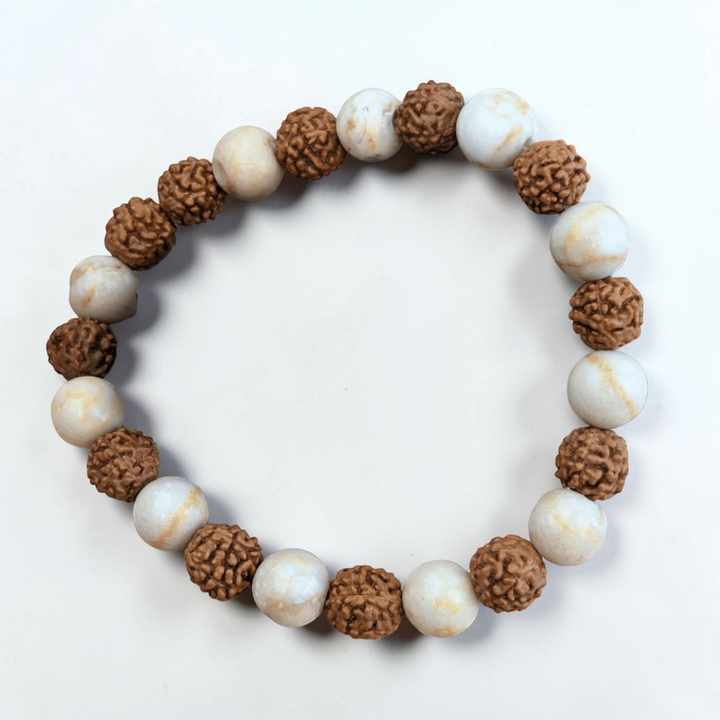 Bracelet Rudraksha et Fossile