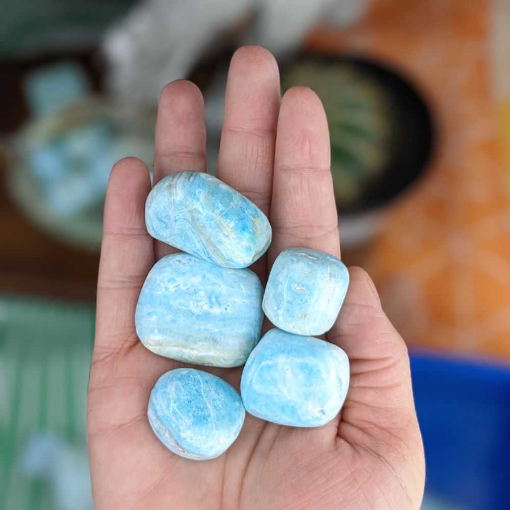 Blue Aragonite Tumbles - Zen Collection