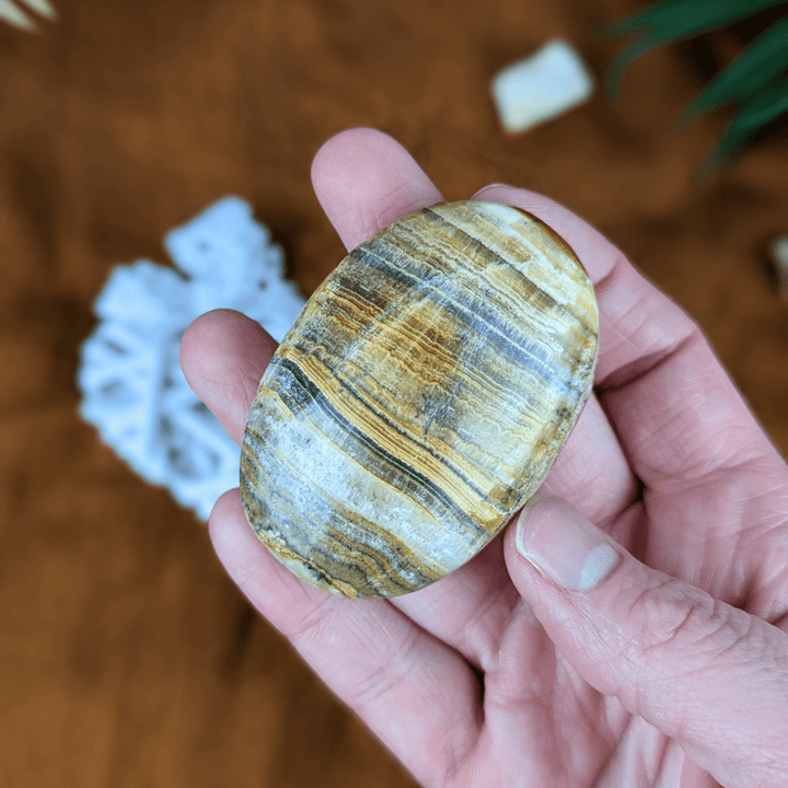 Bumble Bee Calcite Palm Stone - Zen Collection