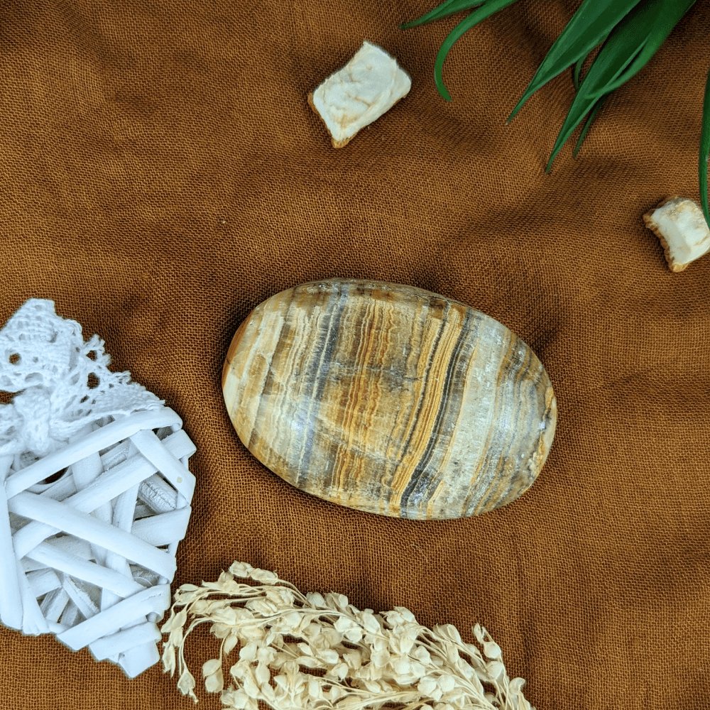 Bumble Bee Calcite Palm Stone - Zen Collection