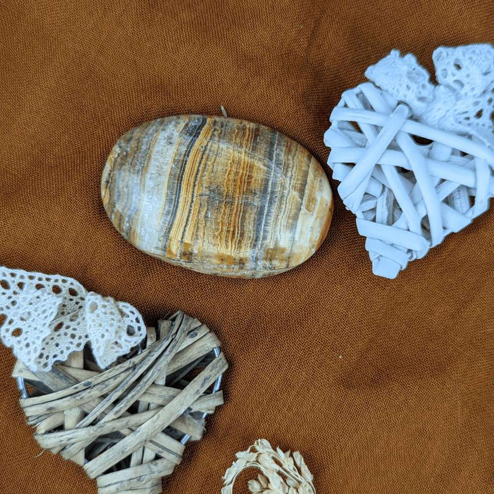 Bumble Bee Calcite Palm Stone - Zen Collection