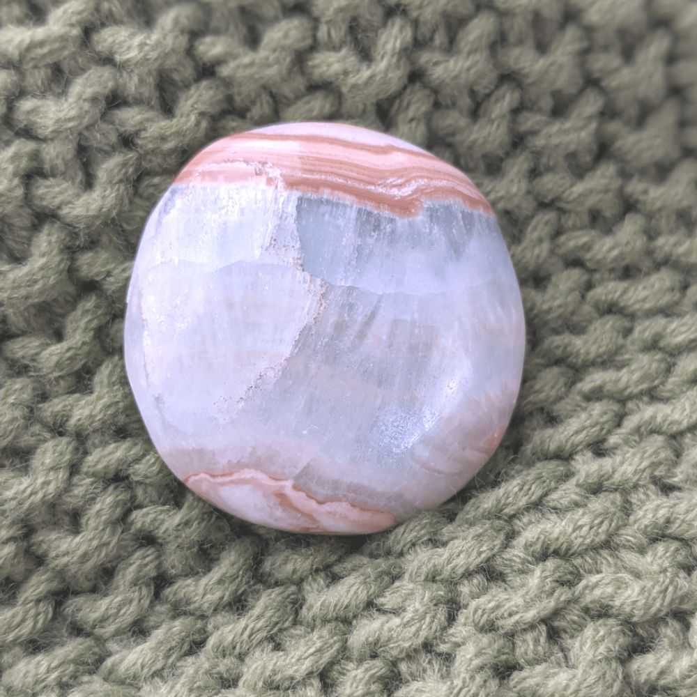 Caribbean Calcite Round Palm Stone - Zen Collection