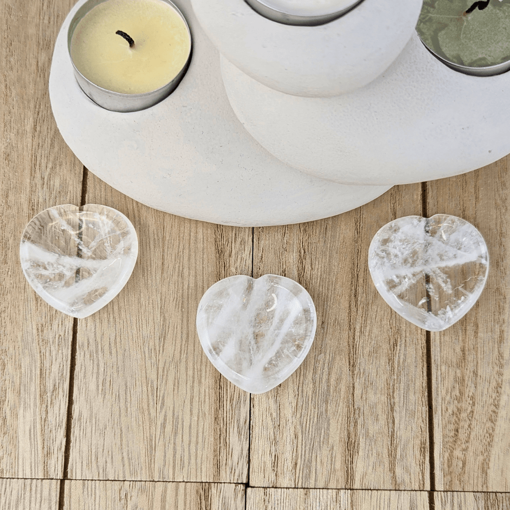 Clear Quartz Heart Worry Stones - Zen Collection