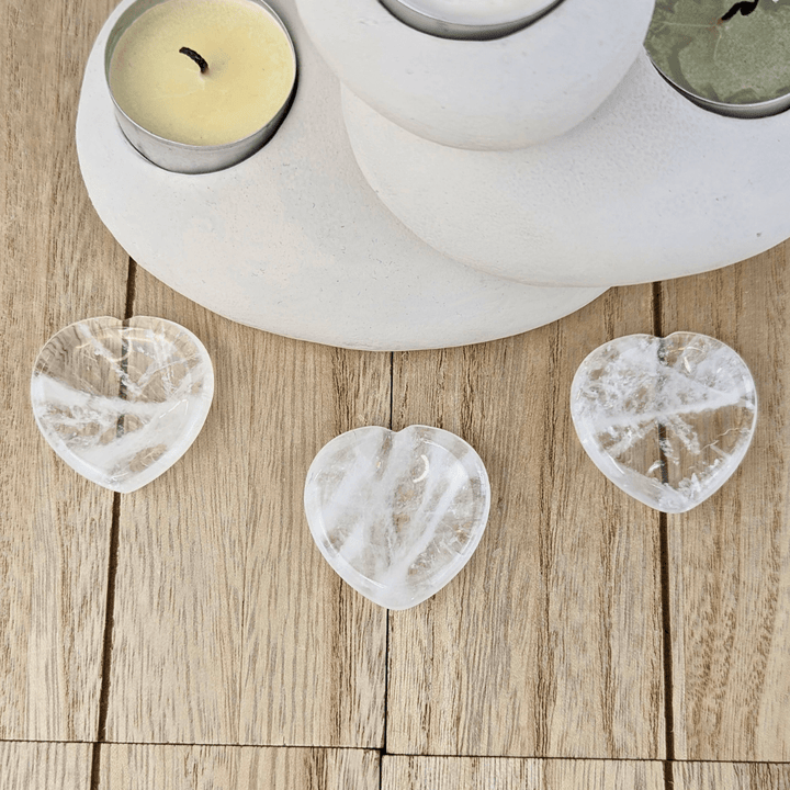 Clear Quartz Heart Worry Stones - Zen Collection