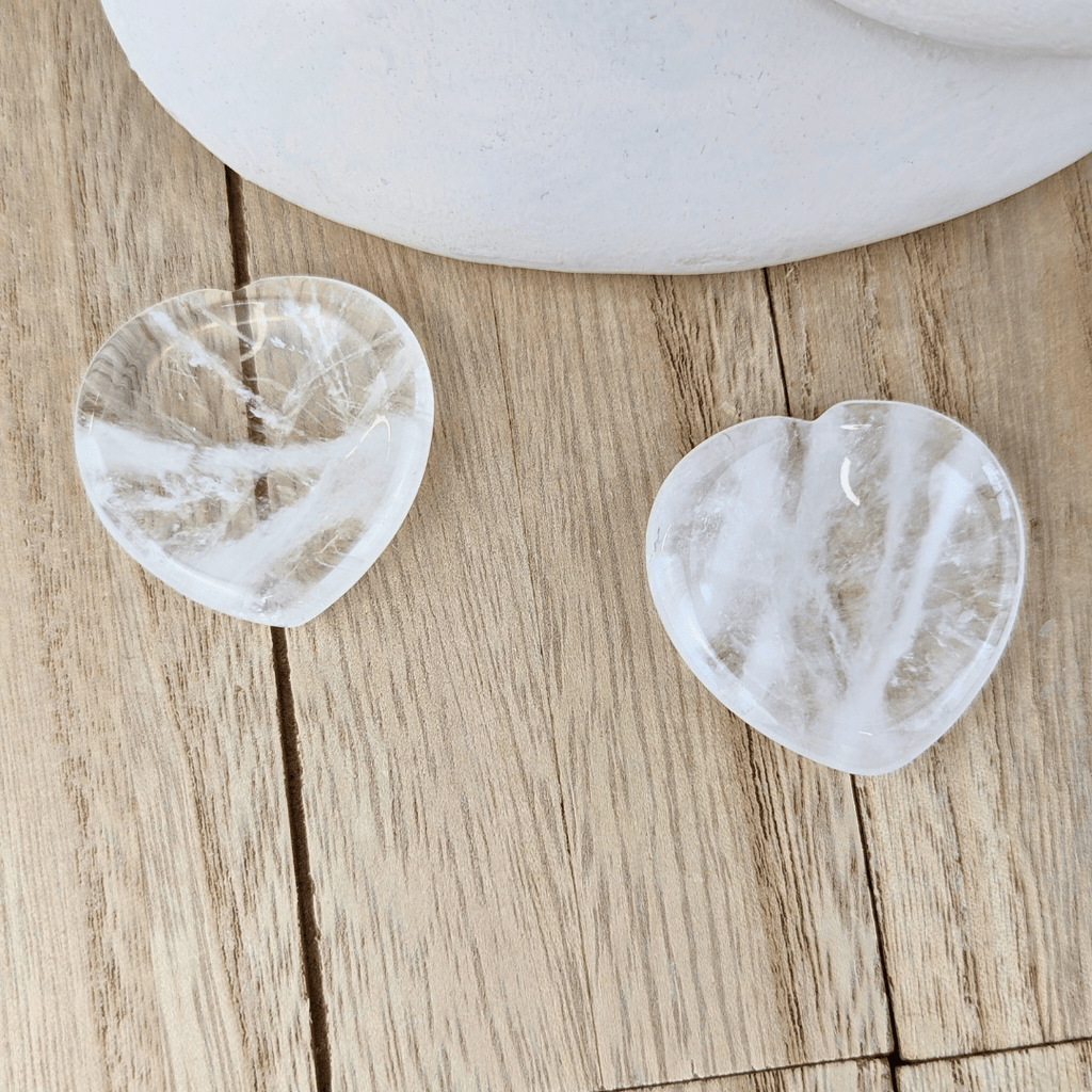 Clear Quartz Heart Worry Stones - Zen Collection