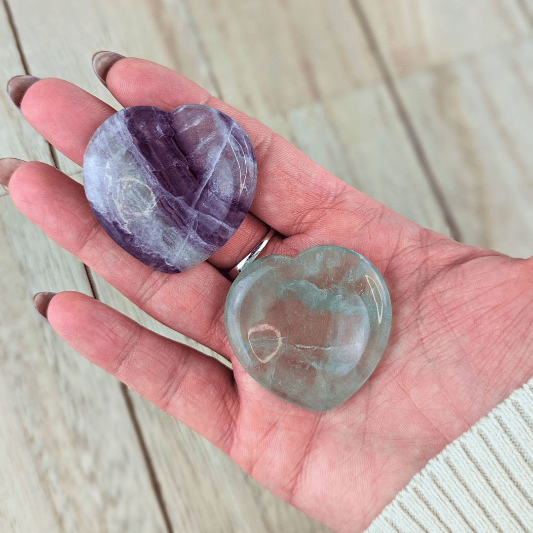 Fluorite Heart Worry Stones - Zen Collection