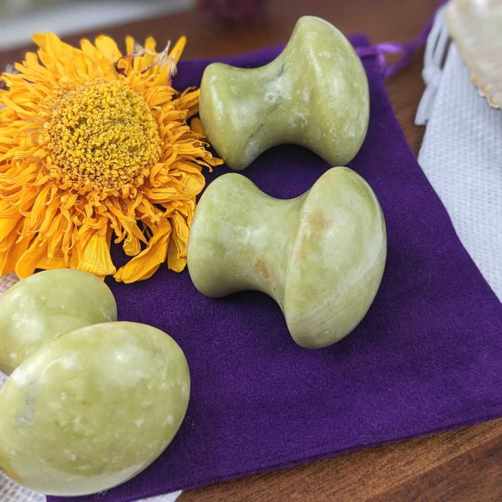 Hand-carved Green Jade Personal Massager  for body and face massage available at Zen Collection Metaphysical Store