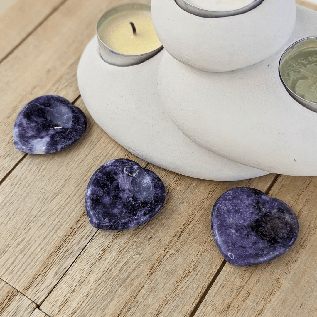 Lepidolite Heart Worry Stones - Zen Collection