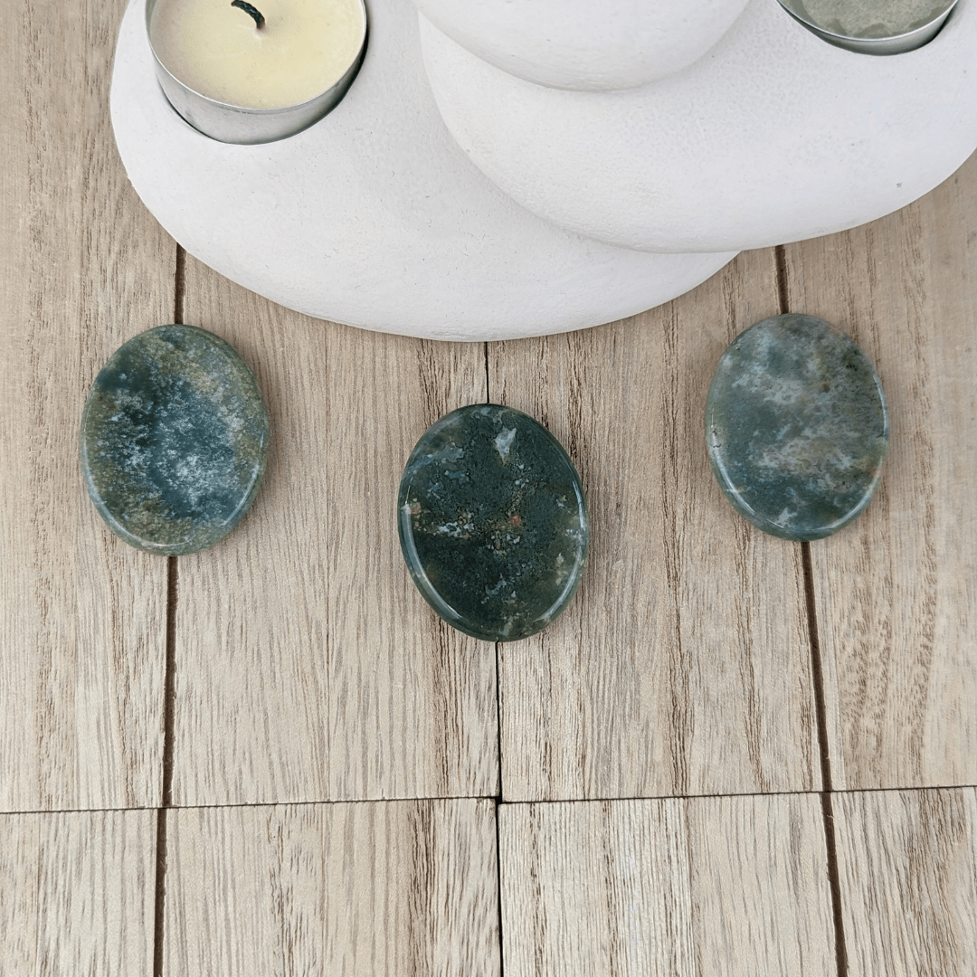Moss Agate Worry Stones - Zen Collection
