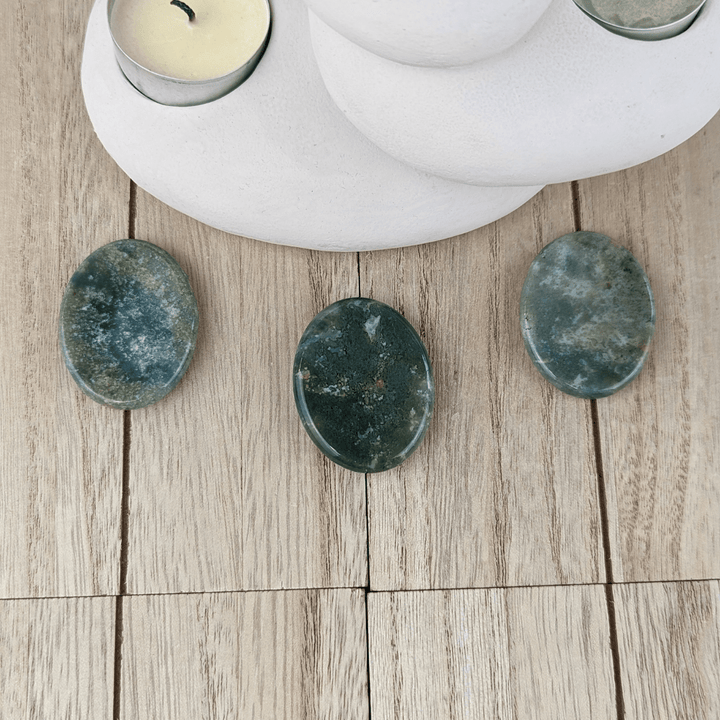 Moss Agate Worry Stones - Zen Collection