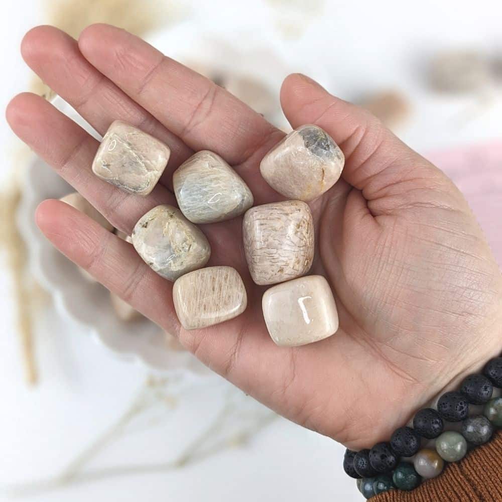 Peach Moonstone Tumbles - Zen Collection