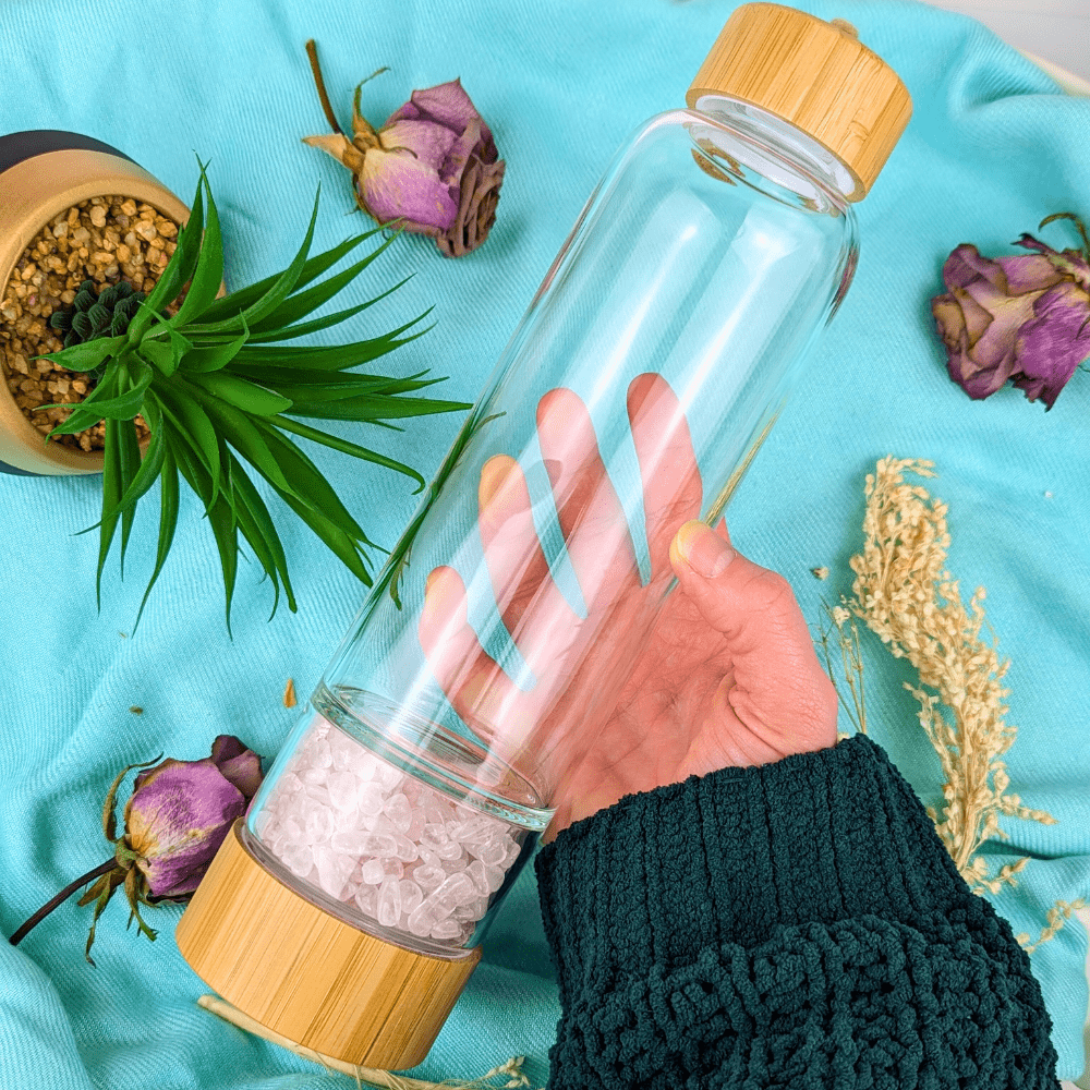 Rose Quartz Crystal Water Bottle - Zen Collection