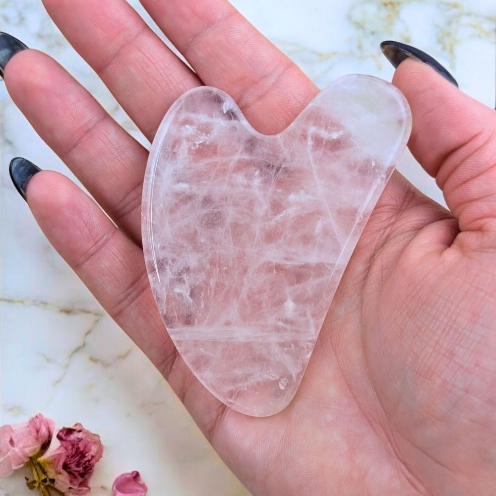 Natural Rose Quartz Gua Sha available at Zen Collection Metaphysical Store
