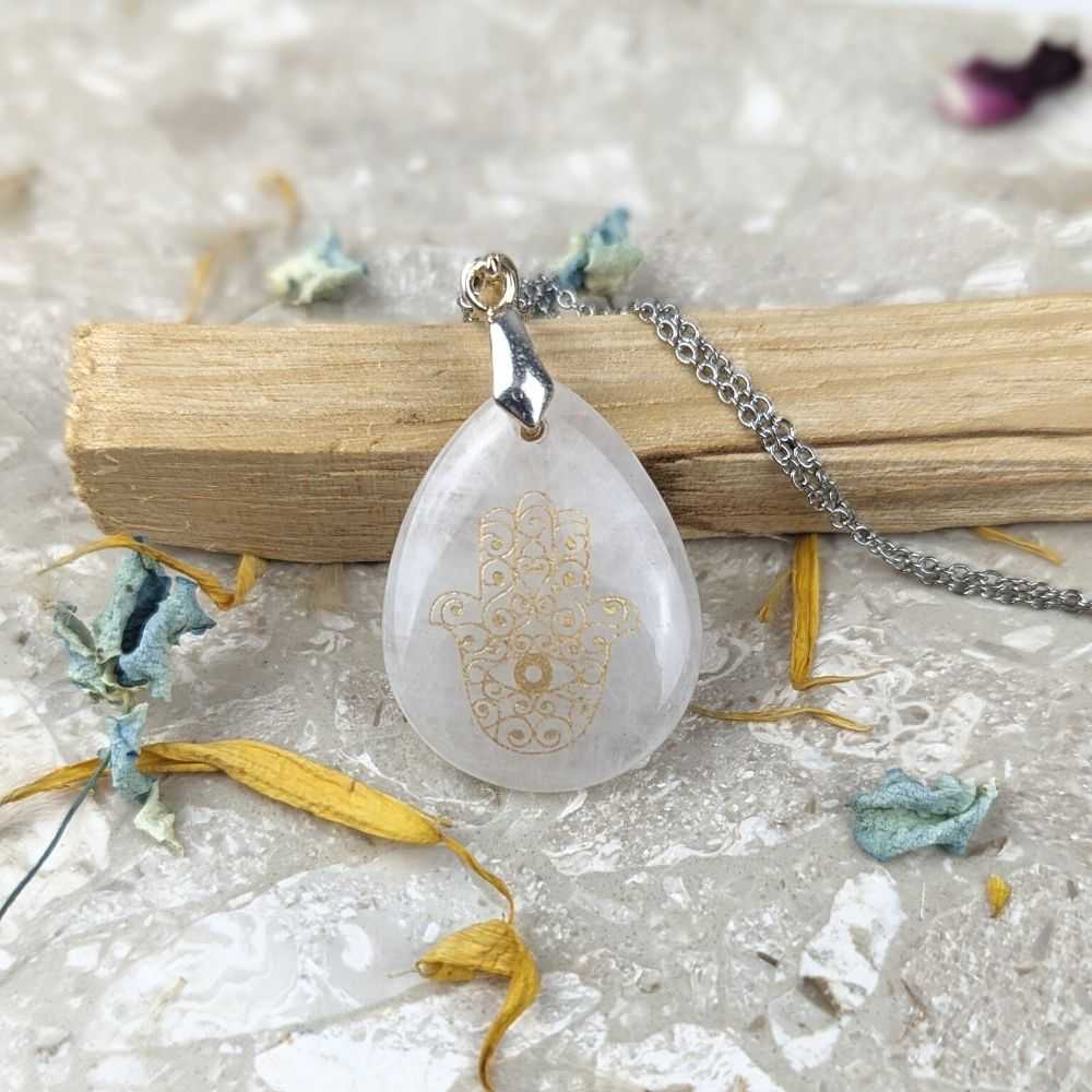 Rose Quartz Hamsa Necklace - Zen Collection