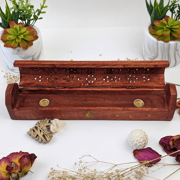 【新品未使用】CALMA STORE INCENSE HOLDER & BASE Wood Incense Stick Holder 23cm Line Incense Burner Crafts