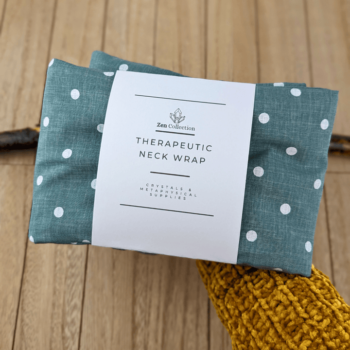 Weighted neck wrap in playful green polka dot design