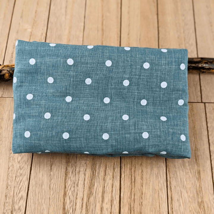 Green polka dot neck wrap with flaxseed and herbs