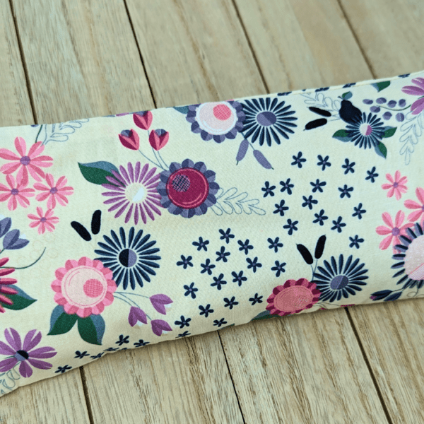 Weighted eye pillow for relaxation in spring blossom print