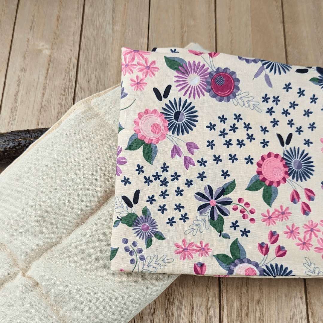 Floral neck wrap with flaxseed filling for comfort and style
