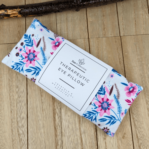Weighted eye pillow with floral design for stress relief