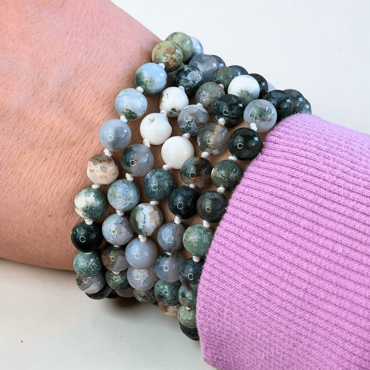 Ensemble Mala et Bracelet en Agate Arbre