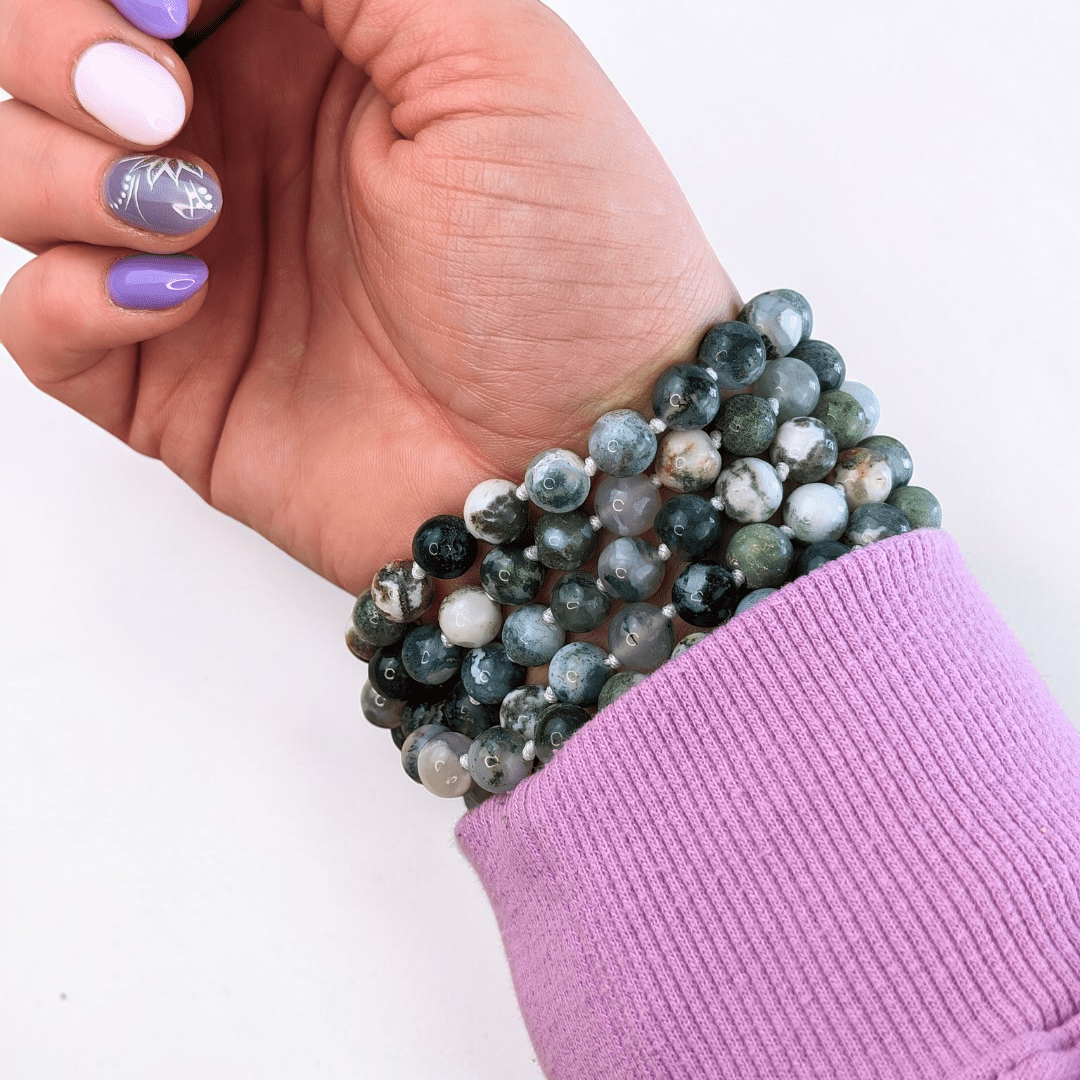 Ensemble Mala et Bracelet en Agate Arbre