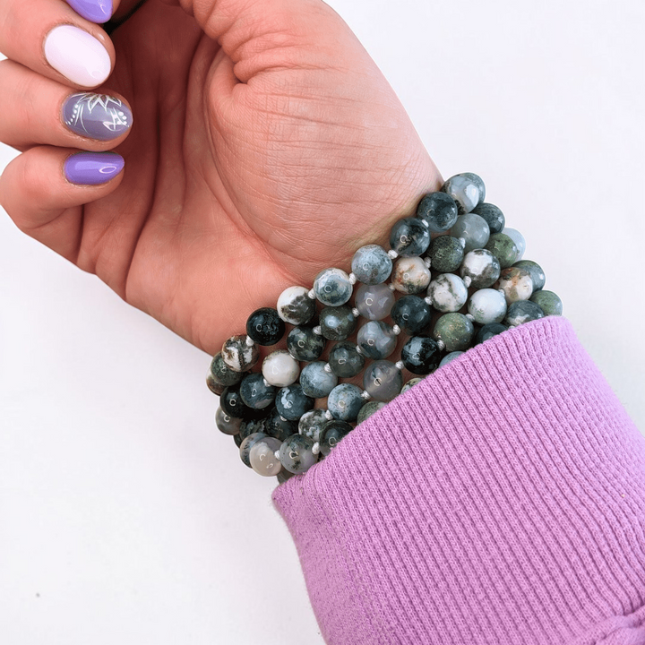 Ensemble Mala et Bracelet en Agate Arbre