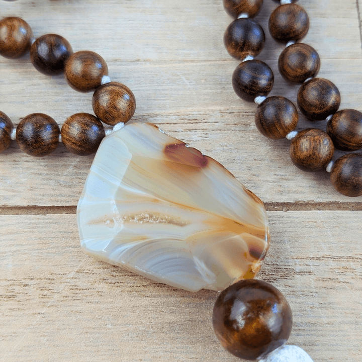 Mala de Méditation en Bois et Agate